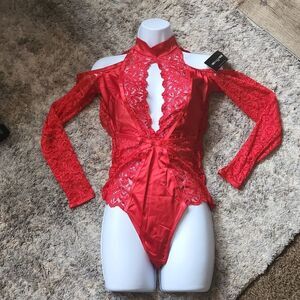 NEW Oh La La Cheri Lace Cut Out Bodysuit Lingerie